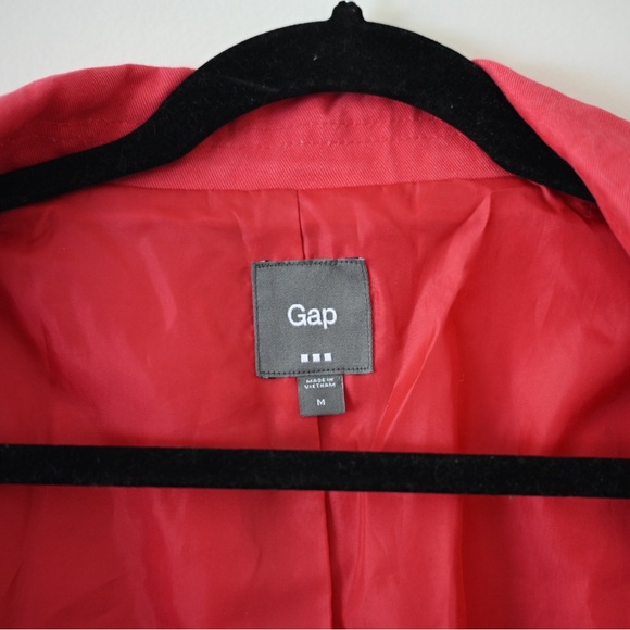 GAP Y2K Women's Red Belted Trench Coat Preppy Coral Spring Jacket Twee - Picture 5 of 8